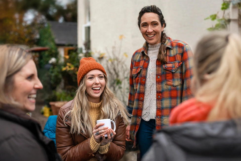 friends chatting outside